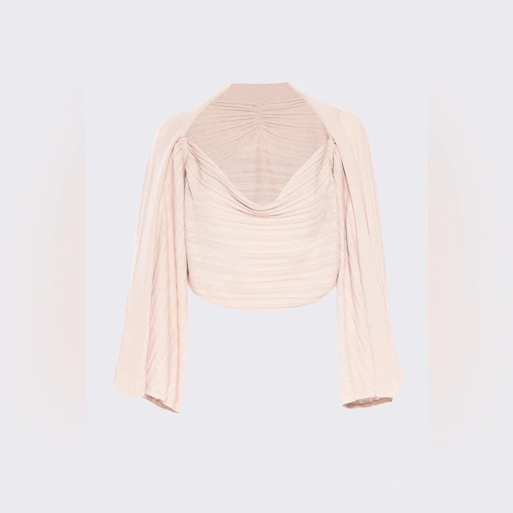NWT  RtA  Draped-sleeves cowl-neck top Sz XSmall
